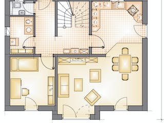 Massivhaus Residence 129 von F.C. Nüdling Fertigteiltechnik Schlüsselfertig ab 236800€, Stadtvilla Grundriss 1