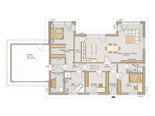 Fertighaus Bungalow 22-134 von Rheno Systembau Schlüsselfertig ab 399577€, Bungalow Grundriss 1