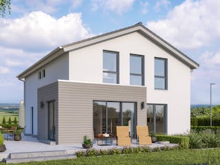 Fertighaus EFH 22-162-190 von Rheno Systembau Schlüsselfertig ab 442176€, Satteldach-Klassiker Außenansicht 1