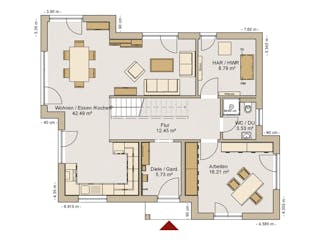Fertighaus EFH 22-162-190 von Rheno Systembau Schlüsselfertig ab 442176€, Satteldach-Klassiker Grundriss 1