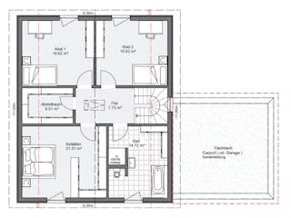Fertighaus EFH 30-168-160 von Rheno Systembau Schlüsselfertig ab 363200€, Satteldach-Klassiker Grundriss 2