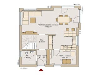 Fertighaus EFH 38-128-125 von Rheno Systembau Schlüsselfertig ab 369337€, Satteldach-Klassiker Grundriss 1