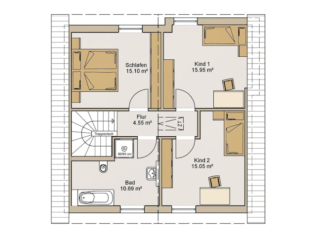 Fertighaus EFH 38-128-125 von Rheno-HausBau Schlüsselfertig ab 369337€, Satteldach-Klassiker Grundriss 2