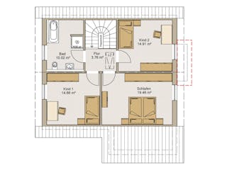 Fertighaus EFH 38-138-125 von Rheno Systembau Schlüsselfertig ab 365468€, Satteldach-Klassiker Grundriss 2