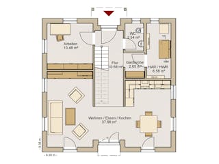 Fertighaus Stadtvilla 18-140 von Rheno Systembau Schlüsselfertig ab 424080€, Stadtvilla Grundriss 1
