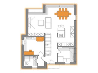 Massivhaus Komfort Haus - Bauhaus mit Erweiterung EG von RKR Systembau, Cubushaus Grundriss 1