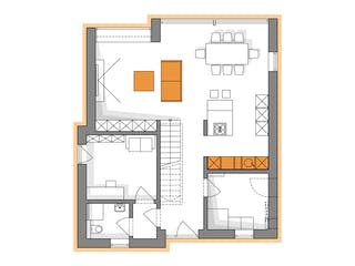 Massivhaus Komfort Haus - Bauhaus mit Erweiterung EG & OG von RKR Systembau, Cubushaus Grundriss 1