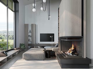 Massivhaus Premium Haus von RKR Systembau, Pultdachhaus Innenansicht 1