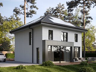 Massivhaus Komfort Haus - Stadtvilla mit Erweiterung EG von RKR Systembau, Stadtvilla Außenansicht 1