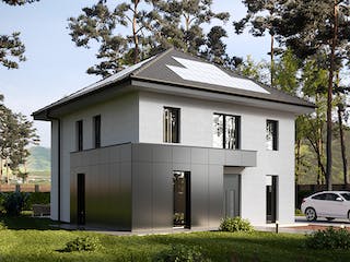 Massivhaus Komfort Haus - Stadtvilla mit Erweiterung EG von RKR Systembau, Stadtvilla Außenansicht 2