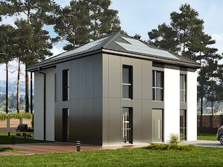 Massivhaus Komfort Haus - Stadtvilla mit Erweiterung EG & OG von RKR Systembau, Stadtvilla Außenansicht 2