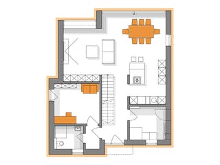 Massivhaus Komfort Haus - Studio mit Erweiterung EG von RKR Systembau, Satteldach-Klassiker Grundriss 1