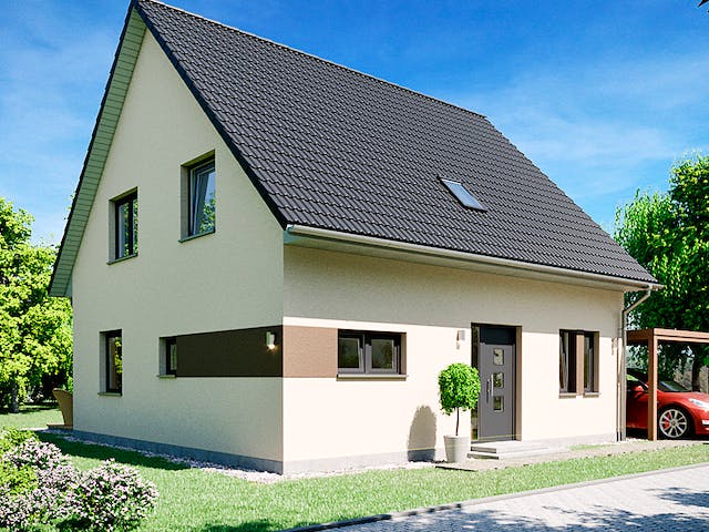 Massivhaus Aquamarin 140 von Rostow Massivhaus Schlüsselfertig ab 264300€, Satteldach-Klassiker Außenansicht 1
