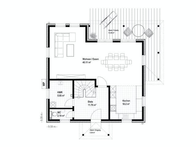 Massivhaus Capri 140 von Rostow Massivhaus Schlüsselfertig ab 280700€, Stadtvilla Grundriss 1