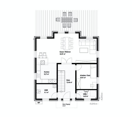 Massivhaus Mailand 150 von Rostow Massivhaus Schlüsselfertig ab 270900€, Stadtvilla Grundriss 1