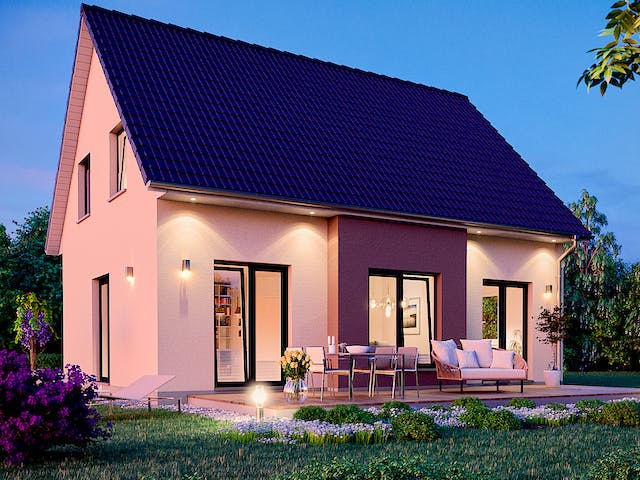 Massivhaus Topas 120 von Rostow Massivhaus Schlüsselfertig ab 224650€, Satteldach-Klassiker Außenansicht 3