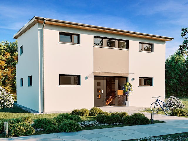 Massivhaus Weimar 150 von Rostow Massivhaus Schlüsselfertig ab 302450€, Pultdachhaus Außenansicht 1
