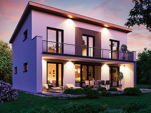 Massivhaus Weimar 150 von Rostow Massivhaus Schlüsselfertig ab 302450€, Pultdachhaus Außenansicht 3