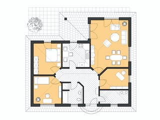 Massivhaus Winkelbungalow Ahlbeck von ROTH-MASSIVHAUS Schlüsselfertig ab 297200€, Bungalow Grundriss 1