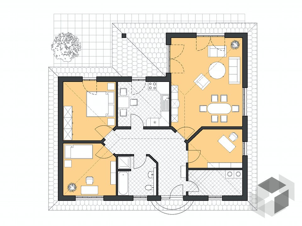 Winkelbungalow Ahlbeck von ROTH-MASSIVHAUS Grundriss