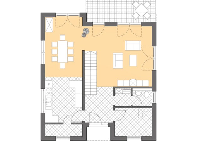 Massivhaus Cubatur 155 von ROTH-MASSIVHAUS Schlüsselfertig ab 375300€, Cubushaus Grundriss 1