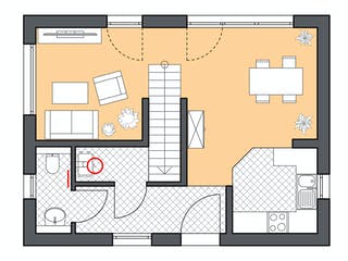 Massivhaus Minimassiv-Haus Fehmarn von ROTH-MASSIVHAUS Schlüsselfertig ab 229200€, Satteldach-Klassiker Grundriss 1