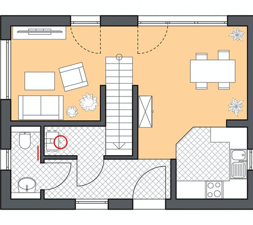 Massivhaus Minimassiv-Haus Fehmarn von ROTH-MASSIVHAUS Schlüsselfertig ab 229200€, Satteldach-Klassiker Grundriss 1