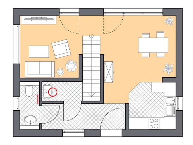 Massivhaus Minimassiv-Haus Fehmarn von ROTH MASSIVHAUS Schlüsselfertig ab 229200€, Satteldach-Klassiker Grundriss 1