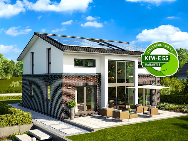 Massivhaus Haus Hamburg von ROTH-MASSIVHAUS Schlüsselfertig ab 375600€, Satteldach-Klassiker Außenansicht 3