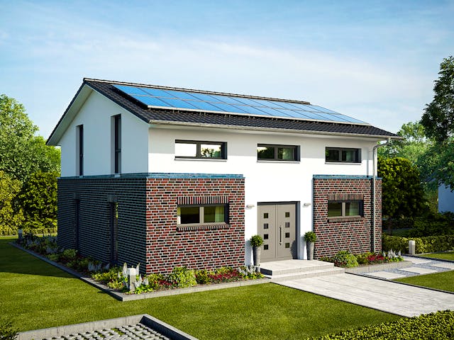 Massivhaus Haus Hamburg von ROTH-MASSIVHAUS Schlüsselfertig ab 375600€, Satteldach-Klassiker Außenansicht 4