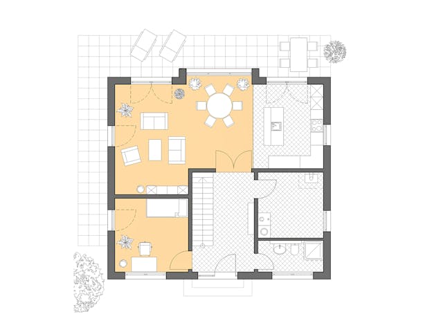 Massivhaus Haus Hamburg von ROTH-MASSIVHAUS Schlüsselfertig ab 375600€, Satteldach-Klassiker Grundriss 1