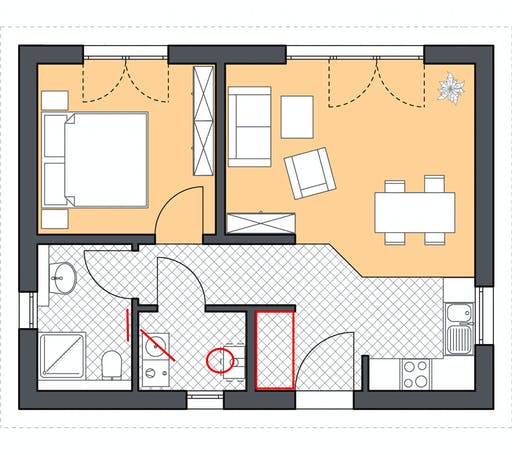 Massivhaus Minimassiv-Haus Hiddensee von ROTH-MASSIVHAUS Schlüsselfertig ab 180700€, Bungalow Grundriss 1