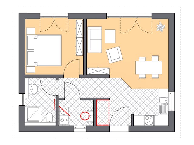 Massivhaus Minimassiv-Haus Hiddensee von ROTH-MASSIVHAUS Schlüsselfertig ab 180700€, Bungalow Grundriss 1 Massivhaus Minimassiv-Haus Hiddensee von ROTH-MASSIVHAUS Schlüsselfertig ab 180700€, Bungalow Grundriss 1