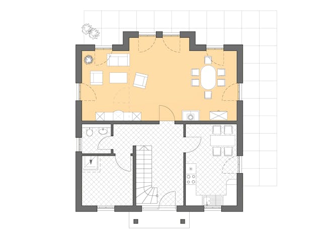 Massivhaus Stadtvilla Lugana von ROTH-MASSIVHAUS Schlüsselfertig ab 341500€, Stadtvilla Grundriss 1