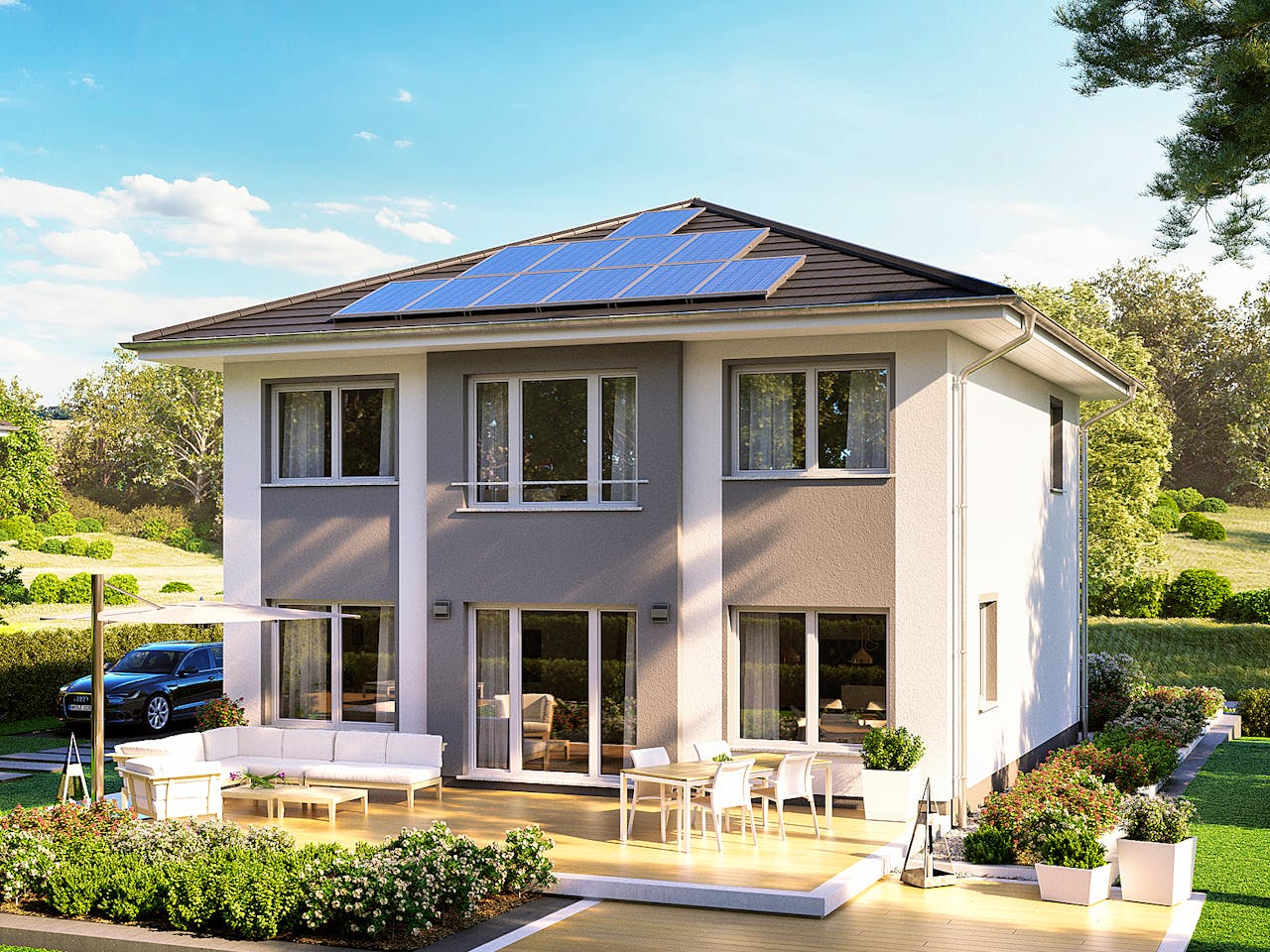 Massivhaus Stadtvilla Modena von ROTH-MASSIVHAUS Schlüsselfertig ab 365300€, Stadtvilla Außenansicht 1