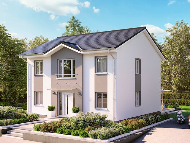 Massivhaus Stadtvilla Modena von ROTH-MASSIVHAUS Schlüsselfertig ab 365300€, Stadtvilla Außenansicht 2