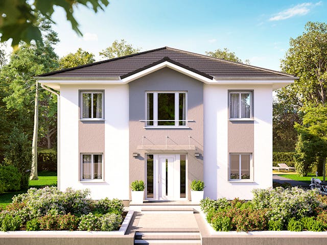 Massivhaus Stadtvilla Modena von ROTH-MASSIVHAUS Schlüsselfertig ab 365300€, Stadtvilla Außenansicht 3