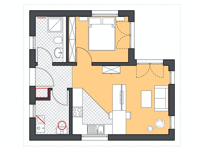 Massivhaus Minimassiv-Haus Poel von ROTH-MASSIVHAUS Schlüsselfertig ab 185700€, Bungalow Grundriss 1