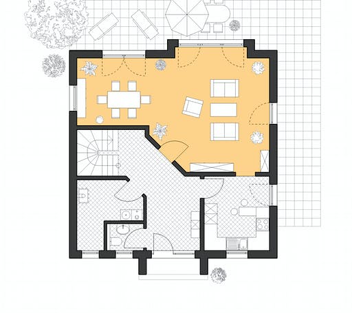 Massivhaus Stadthaus 141 von ROTH-MASSIVHAUS Schlüsselfertig ab 325200€, Satteldach-Klassiker Grundriss 1