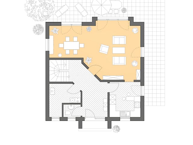 Massivhaus Stadthaus 141 von ROTH MASSIVHAUS Schlüsselfertig ab 325200€, Satteldach-Klassiker Grundriss 1