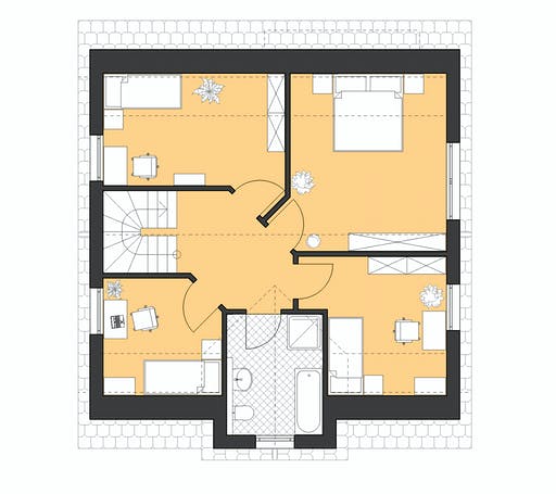 Massivhaus Stadthaus 141 von ROTH-MASSIVHAUS Schlüsselfertig ab 325200€, Satteldach-Klassiker Grundriss 2
