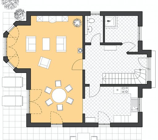 Massivhaus Turmhaus 152 von ROTH-MASSIVHAUS Schlüsselfertig ab 339900€, Stadtvilla Grundriss 1