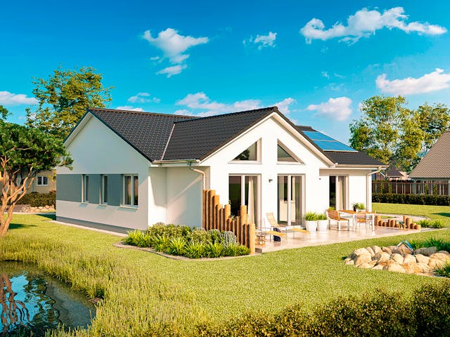 Massivhaus Bungalow Usedom von ROTH-MASSIVHAUS Schlüsselfertig ab 341000€, Bungalow Außenansicht 1 Massivhaus Bungalow Usedom von ROTH-MASSIVHAUS Schlüsselfertig ab 341000€, Bungalow Außenansicht 1