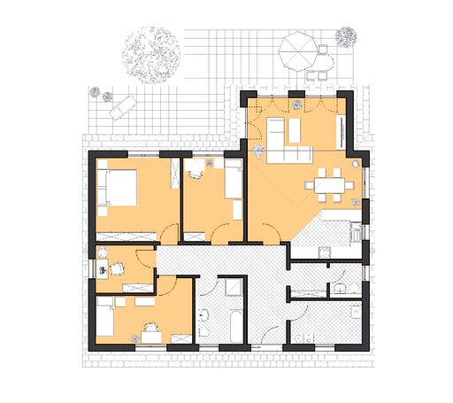 Massivhaus Bungalow Usedom von Roth-Massivhaus Schlüsselfertig ab 294000€, Bungalow Grundriss 1
