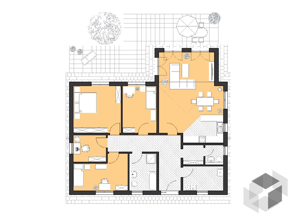 Bungalow Usedom von ROTH-MASSIVHAUS Grundriss