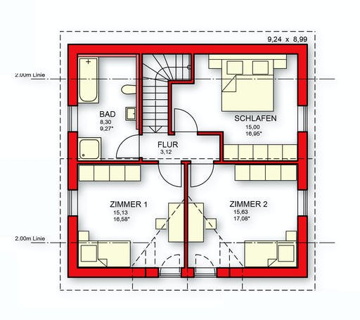 Massivhaus Junge Familie von Rothdach, Satteldach-Klassiker Grundriss 2