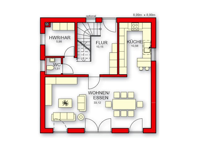 Massivhaus Villa Toskana von Rothdach, Stadtvilla Grundriss 1