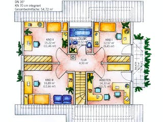 Fertighaus Rothenburg von Keitel-Haus, Satteldach-Klassiker Grundriss 1