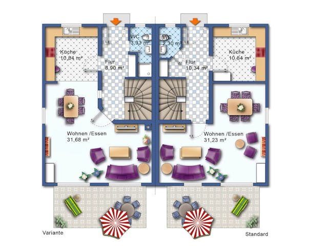 Massivhaus Quadriga II mit DG von R+S Immobilien Schlüsselfertig ab 389000€, Satteldach-Klassiker Grundriss 1