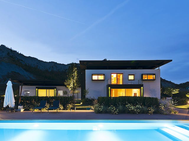 Blockhaus Emilia von Rubner Haus AT Schlüsselfertig ab 370000€, Blockhaus Außenansicht 1